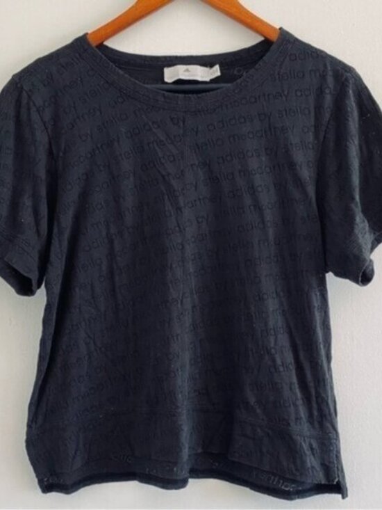 Adidas by Stella McCartney Tops - Adidas Stella McCartney T Shirt Black Logo Spell Out Crewneck Womens Boxy XS